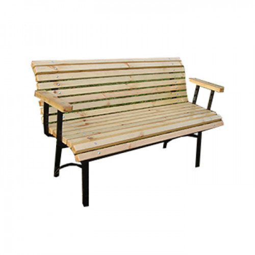 Скамейка КОМФОРТ ПРЕМИУМ, подлокотники из дерева 1500x450x900